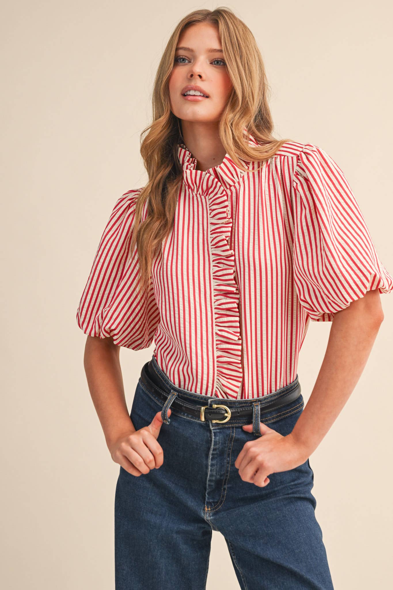 Red Hot Ruffle Blouse
