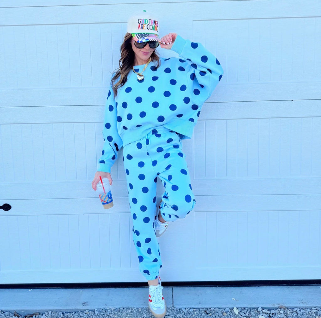 Blue Polka Dot Sweatpants