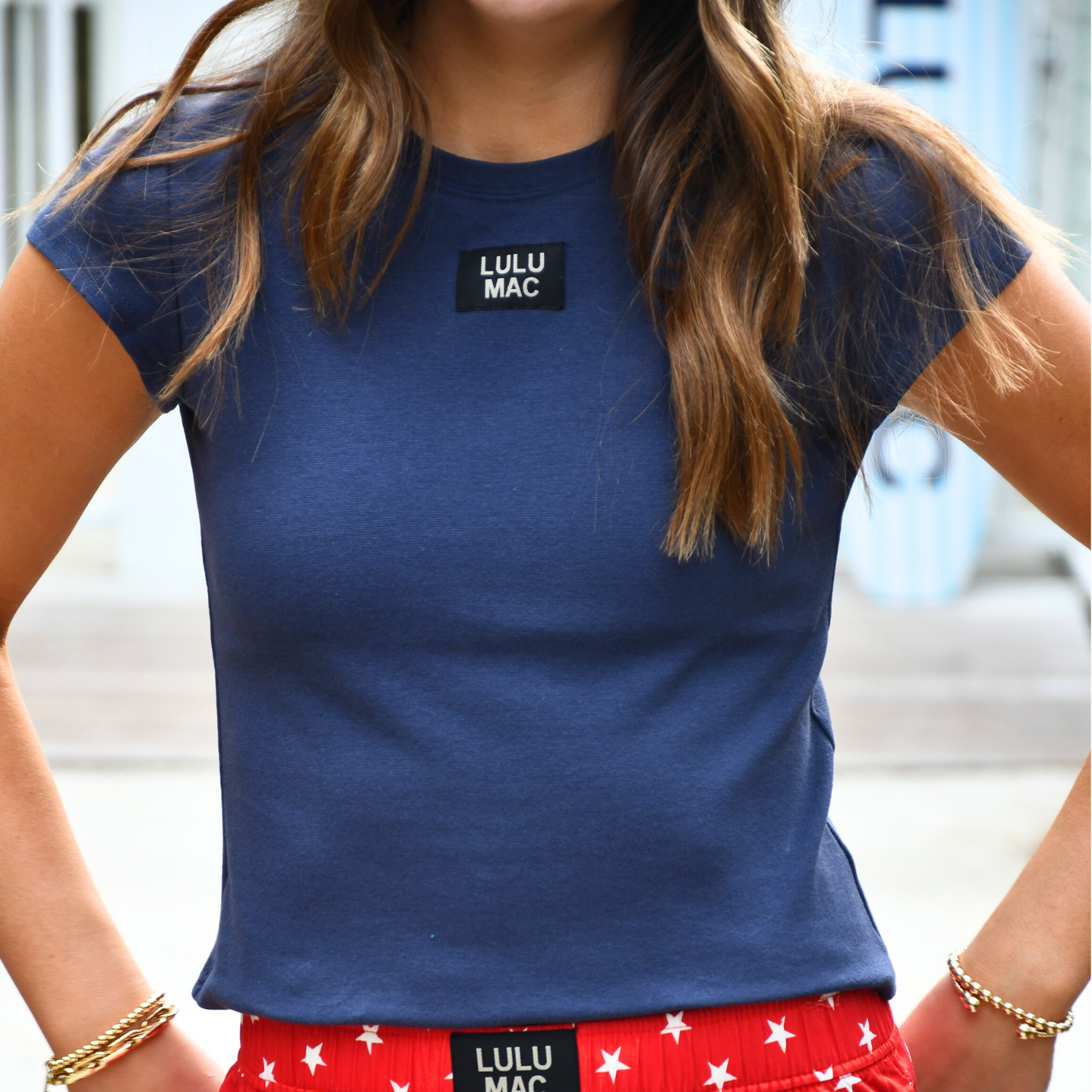 Navy Baby Doll Top