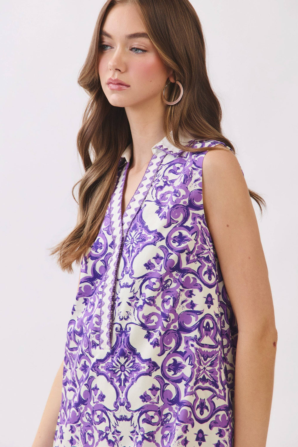 Ornate Tile Print Shift Dress
