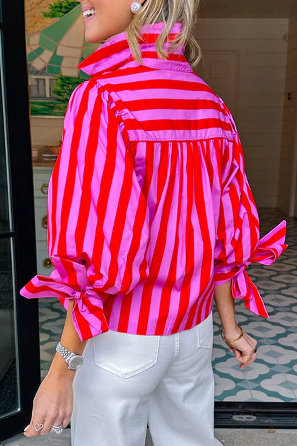 Candy Stripe Statement Blouse