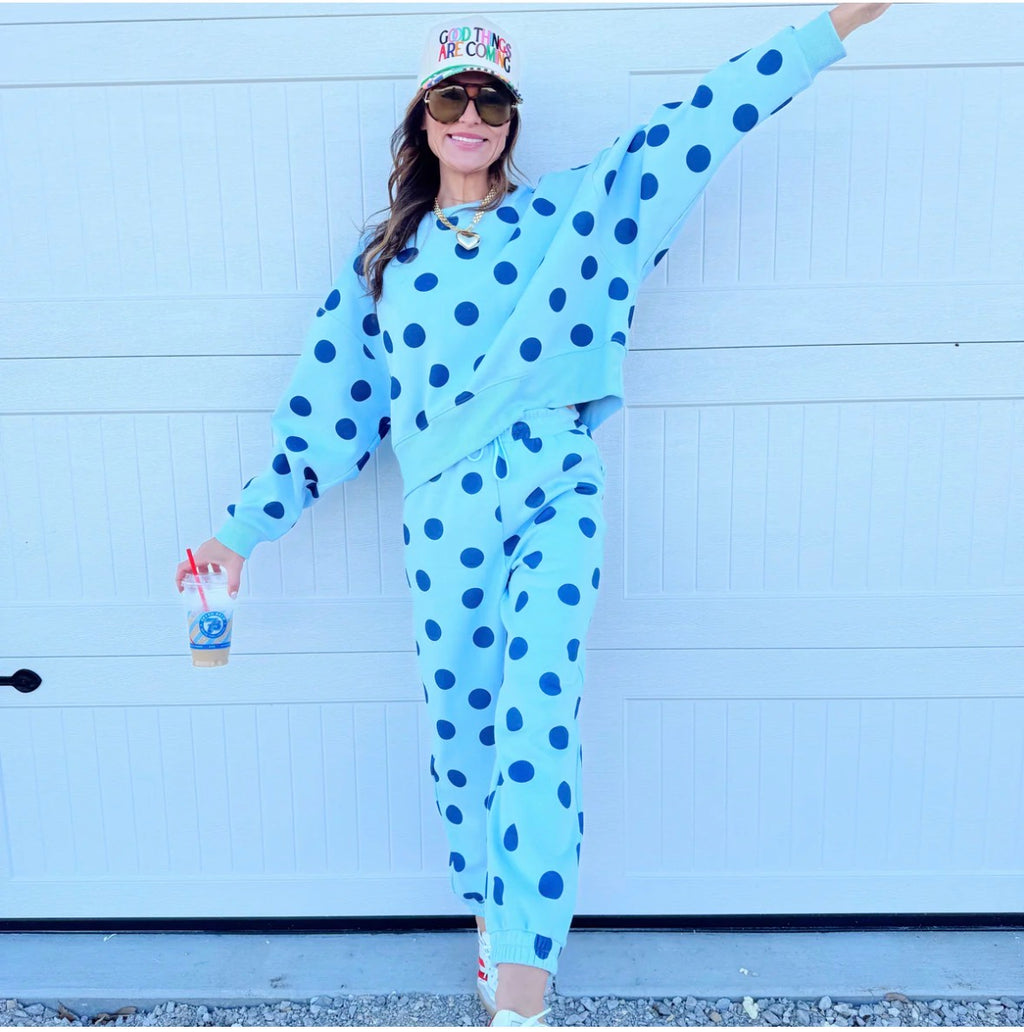 Blue Polka Dot Sweatpants