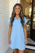 Scalloped Hem Polo Dress