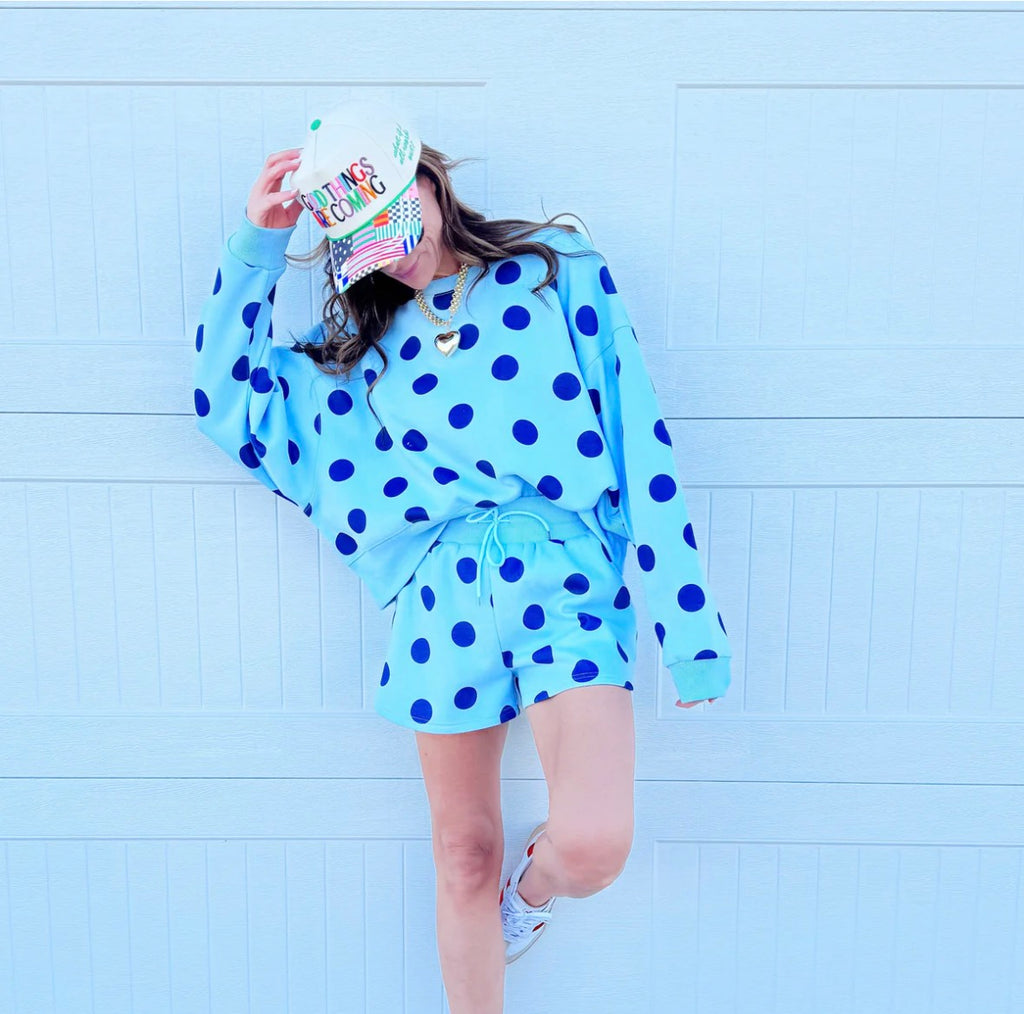 Blue Polka Dot Sweatshirt