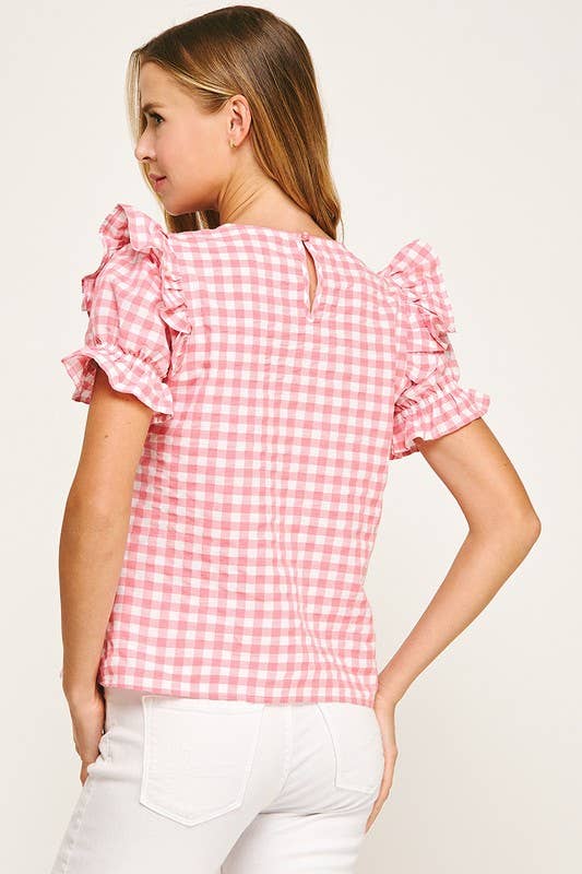 Sunshine Gingham Ruffle Blouse