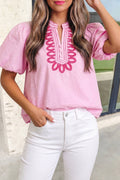 Sweet Peony Embroidered Top