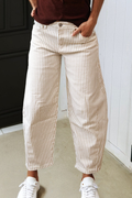 Kahki Striped Barrel Jeans