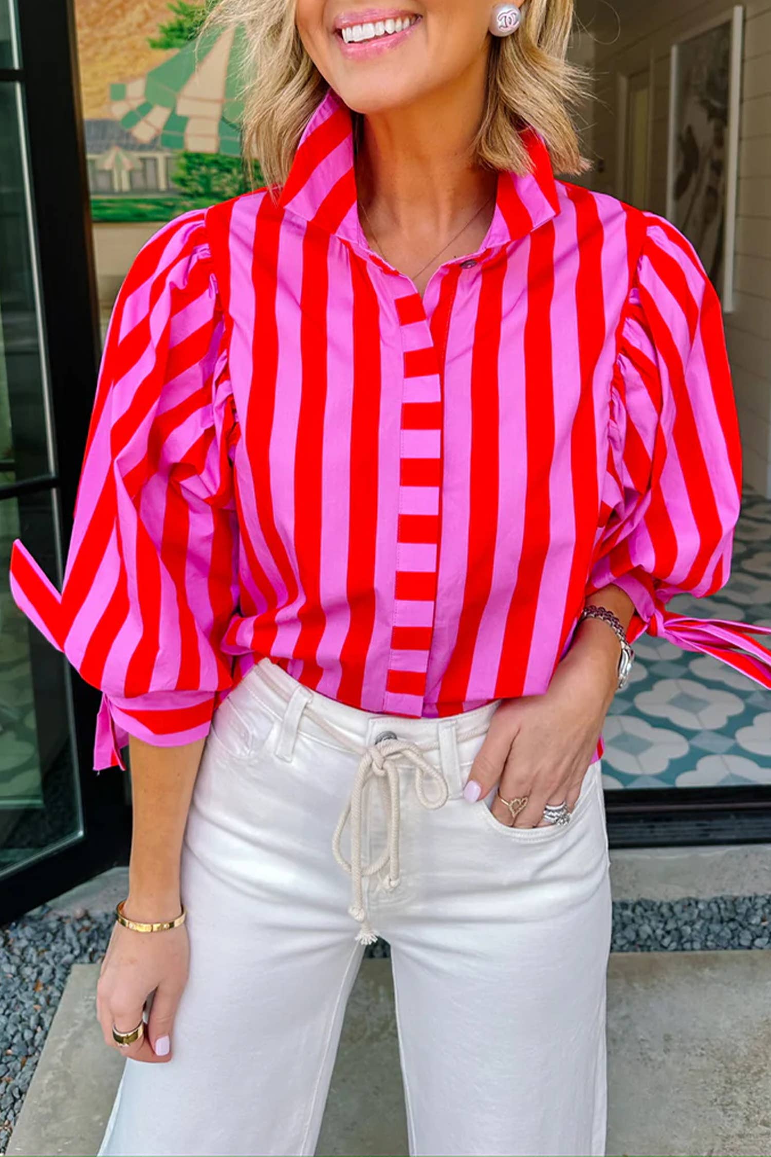 Candy Stripe Statement Blouse