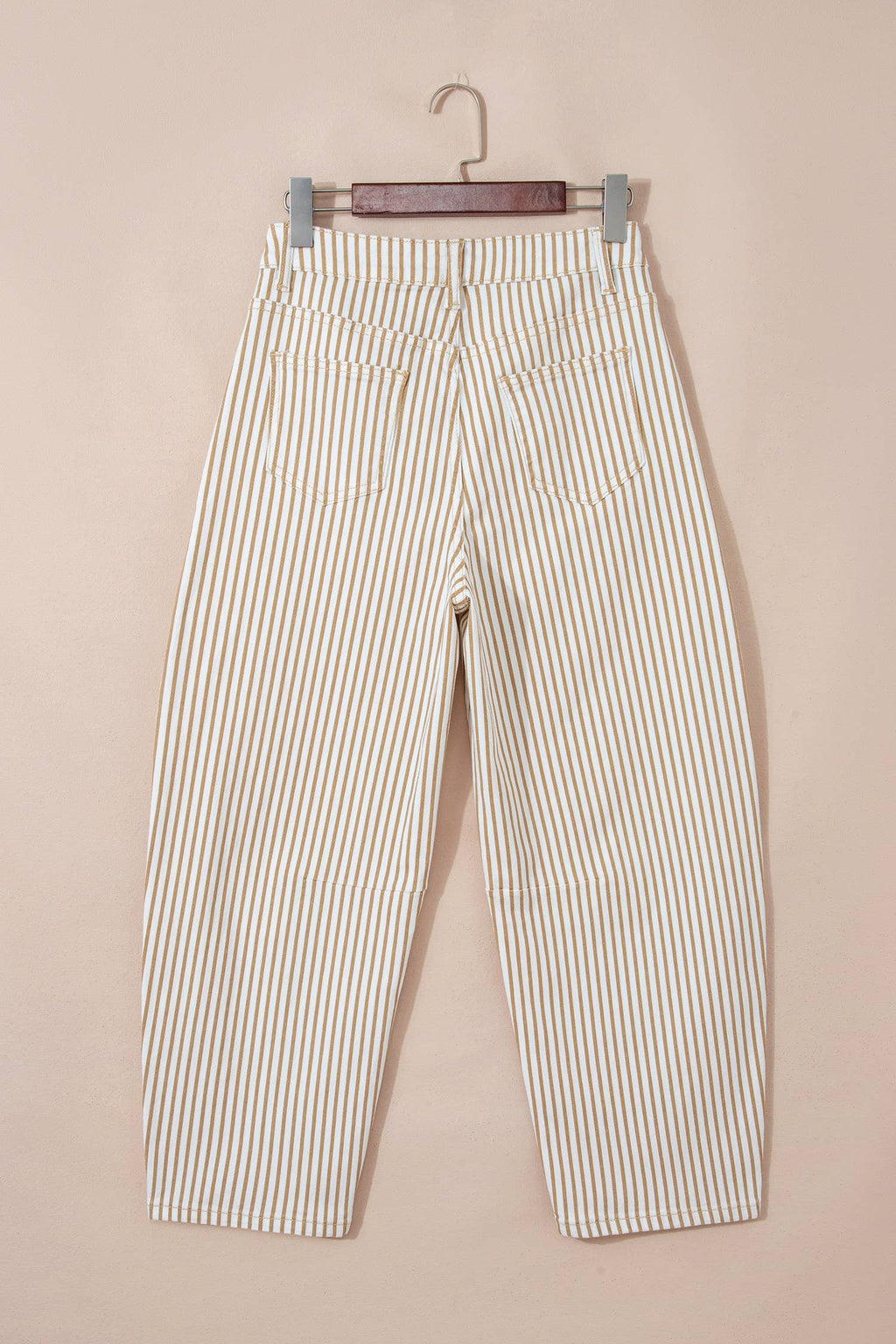 Stripe Casual High Waist Straight Leg Barrel Jeans