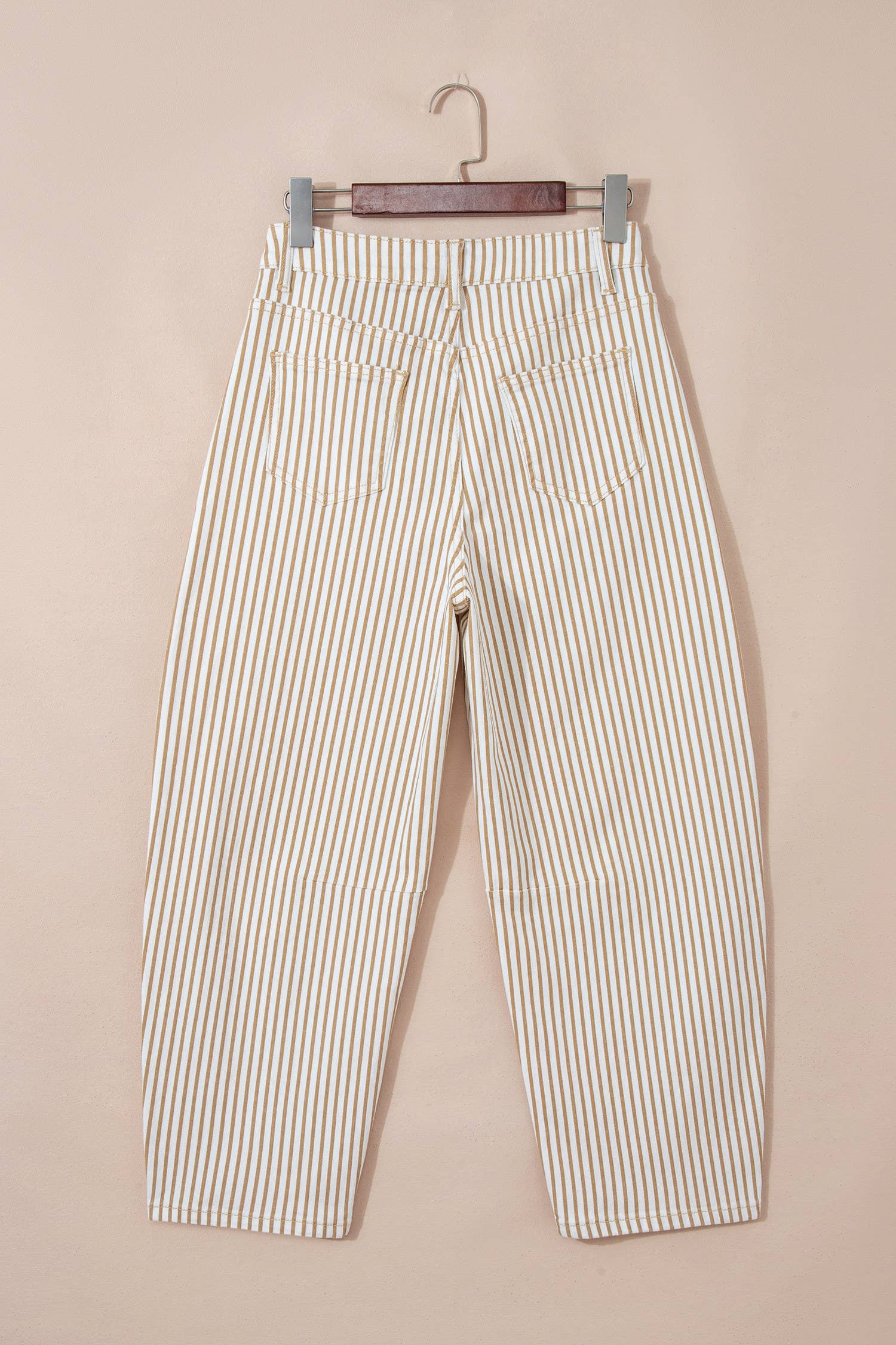 Stripe Casual High Waist Straight Leg Barrel Jeans