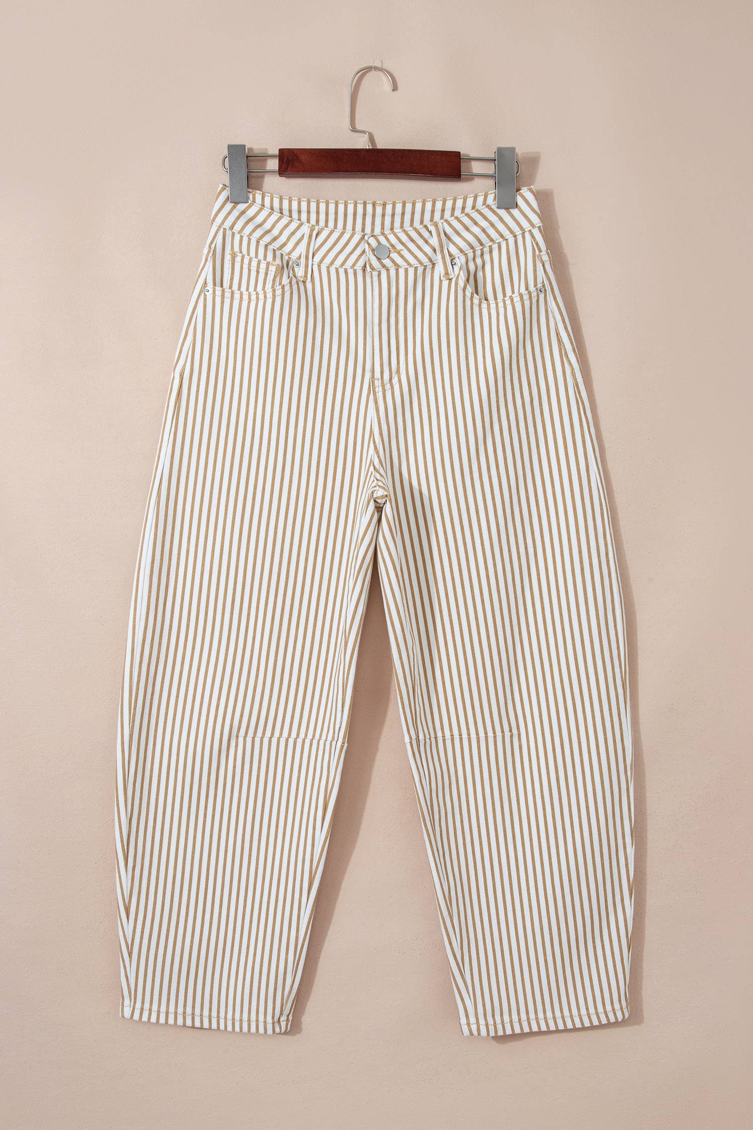 Stripe Casual High Waist Straight Leg Barrel Jeans
