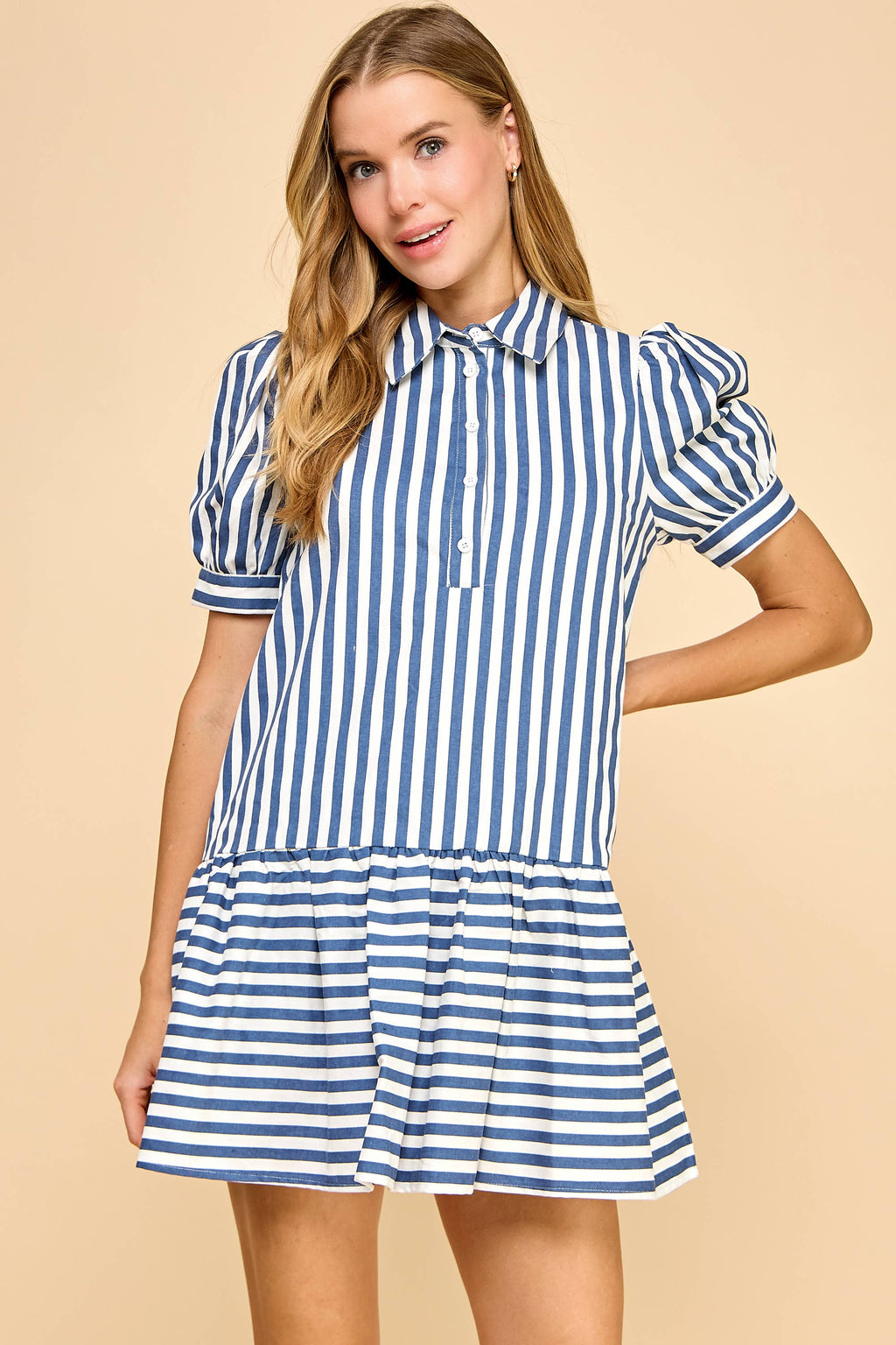 Striped Puff Dress