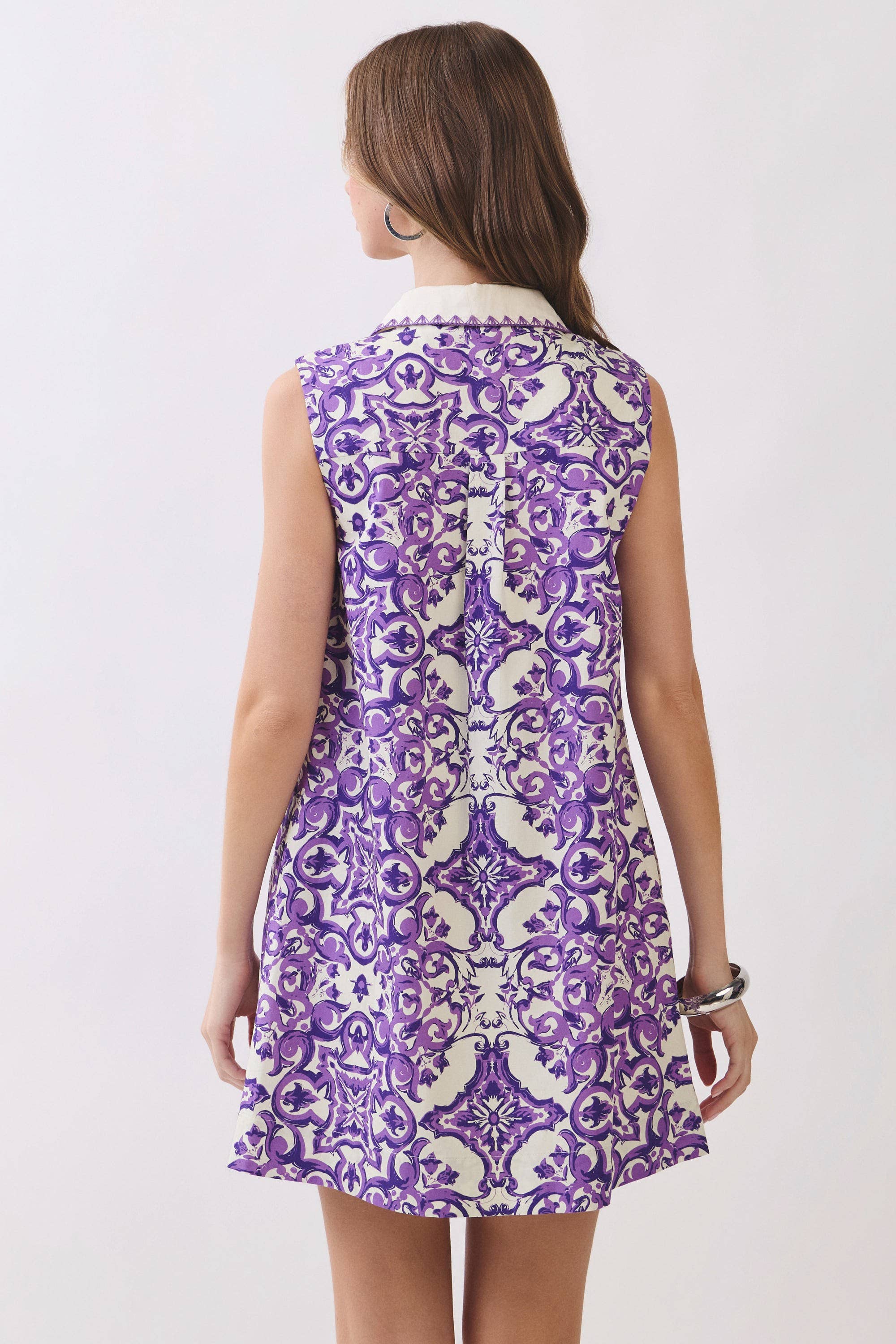 Ornate Tile Print Shift Dress